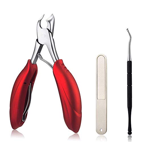 Toe Nail Clippers Toenail Clippers for Thick Toenails,Ingrown Toenail Tool,Stainless Steel Precision Non-slip Handle & Professional Set Nail File and Nail Lifter for Perfect Pedicure and Manicur (red)