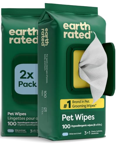 Image of Earth Rated Dog Wipes for Paws & Butt, Deodorizing, White Tea & Basil, 200ct