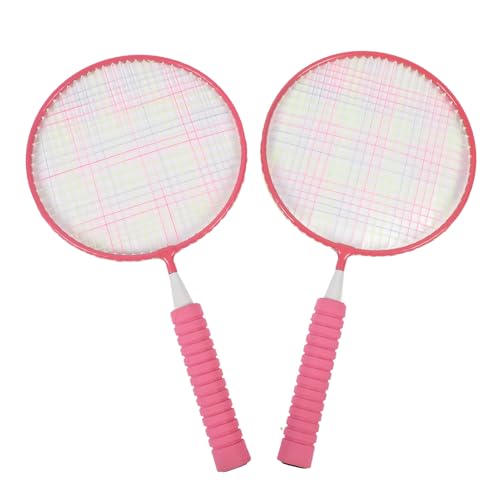 POENVFPO Children Badminton Racket Set, Lightweight Kids Badminton Racket with Soft Anti Slip Grip and T Shape Reinforced Joints, for 3 to 12 Years Old (Pink)