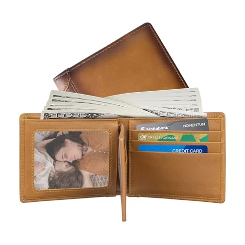 Handmade Vintage Genuine Leather Men Wallet with Inspiring Text, RFID Multi-Function, Valentine's Day Christmas Birthday Anniversary Romantic Gifts for Boyfriend and Husband2