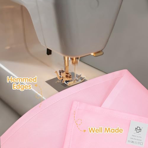 Image of BRILLMAX 10 Pack Pink Tablecloths 60x102 Inch for 6ft Rectangle Tables | 150 GSM Polyester Fabric, 15 inch Standard Drop, Water, Stain & Wrinkle Resistant Cloth Cover for Wedding Reception Banquet Party