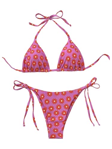 Women's 2 Piece Boho Bikini Sets Tropical Graphic String Bathing Suit Swimsuit