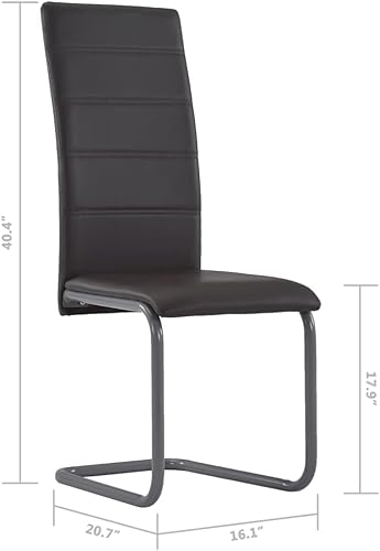 Miniatura 2 de Juego de 2 sillas de comedor tapizadas de piel sintética marrón, cómodos muebles de cocina y comedor con marco de acero, diseño moderno Sillas para