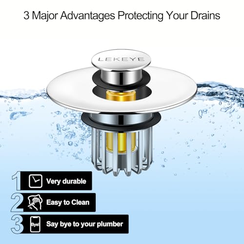 image for LEKEYE Bathroom Sink Stopper | Shower Drain Hair Catcher | Pop-up Sink