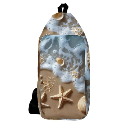 Mochila cruzada de playa con estrellas de mar para caminatas y viajes de diseño multicolor
