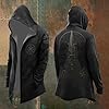 Men's Halloween Hoodie Medieval Norse Mythology Hooded Cardigan Motorcycle Jacket Long Sleeve Casual Loose Fit Streetwear Coat for Daily Wear Spring Autumn Winter (A14-Black, XXL) #2