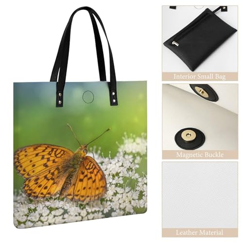 Sac à main shopper papillon brun en grand format 39x39cm chic et robuste