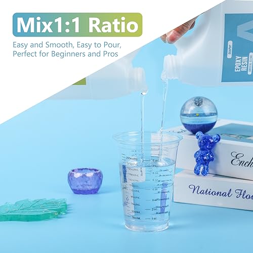 OcePor Epoxy Resin-2 Gallon, Crystal Clear Epoxy Resin Kit, No Yellowing No Bubble Art Casting for Art Crafts, Jewelry Making, Wood & Molds(1 Gallon x 2) - Thumbnail 4