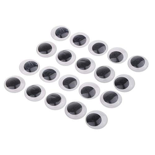 oshhni Adesivos de sachê de olhos móveis tamanhos diferentes olhos autoadesivos de - 30 mm 20 peças