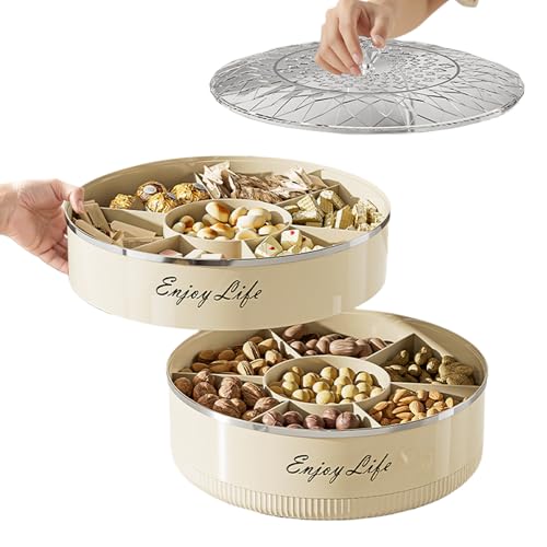 Generico Snack Tray Servizio – Organizador giratorio con 7 compartimentos – Porta aperitivos con tapa y asa – Para frutas, conservación de alimentos, fiesta, picnic, boda, recepción, cocina