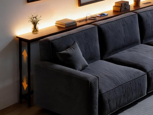 ARBORHOME 102.4' Sofa Table with 2 Charging Stations and USB-C Ports & LED