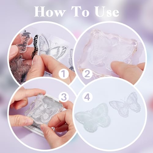 Infunly Vintage Bird Clear Stamps Butterfly Insect Rubber Stamps For Card Making 4.3X6.3 Hello Thanks Transparent Greeting Stamps Dragonfly Bee Silicone Stamps For Scrapbooking Photo Album Decor thumb #3