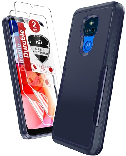 LeYi for Moto-G-Play-2021-Phone-Case: Motorola G Play 2021 Case with 2 Pcs HD Screen Protector, 360°Protect Rugged Fallproof Commuter Matte Non-Slip Cell Case Cover for G Play 2021, Blue