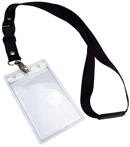 Lanyard with ID Holder, Zips Closed, Heavy Duty Waterproof ID Badge Holder, Set of 2 Pass Holders