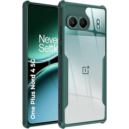 Image of A rtistque Clear Hard Transparent Back Cover Case Acrylic Armor for OnePlus Nord 4 | Anti-Drop | Shockproof TPU Edge | Oneplus Nord CE 4 5g Back Cover - Green