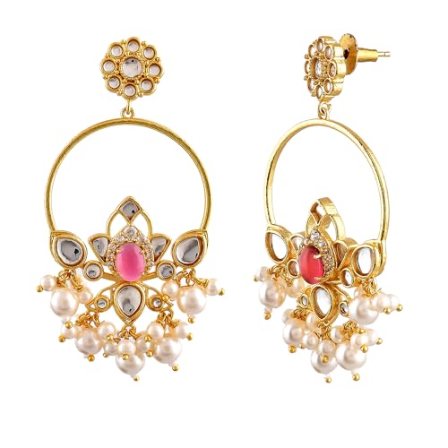 Voylla Heer Pankhuri Chandbali Earrings For Women Carved Stone Ethnic Chandbali Earrings Wedding Festive Traditional Jewellery Statement Gift For Her Deal