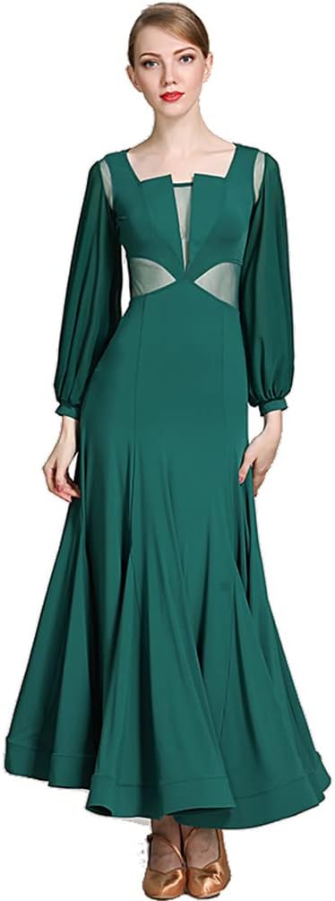 Women's Ballroom Dance Dress Long Sleeves Waltz Dresses Hollow Morden Performance Costume Tango Dancing Outfit