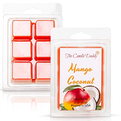 The Candle Daddy - Mango Coconut - Tropical Mango & Coconut Scented Melt- Maximum Scent Wax Cubes/Melts- 1 Pack -2 Ounces- 6 Cubes