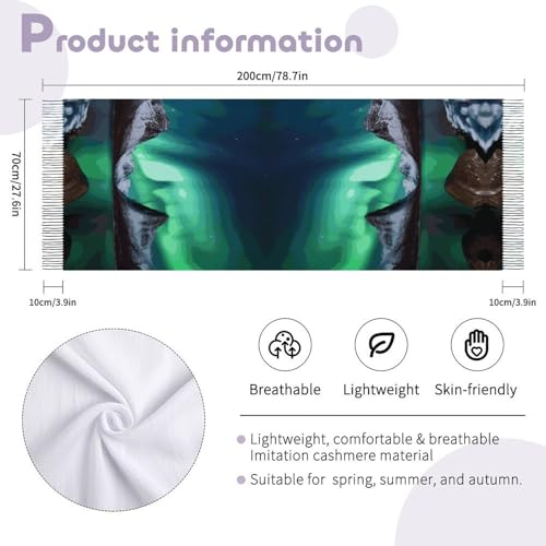Aurora Borealis Tassel Scarf Winter Scarf for Women Tassel Soft Fall Winter Thick Scarf Warm Shawl Lightweight Scarves with Personalized Patterns2