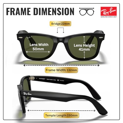 Image of Ray-Ban RB4340 WAYFARER EASE Square Shaped Sunglasses for Men & Women with Official RAYBAN Eyewear Kit