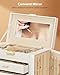 Homde Synthetic Leather Huge Jewelry Box Mirrored Watch Organizer Necklace Ring Earring Storage Lockable Gift Case (White + Gold)