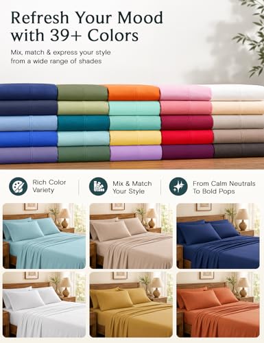 Image of LuxClub 4 PC Queen Sheet Set, Queen Size, Deep Pockets 18 inch Wrinkle Free Cooling Bed Sheets Machine Washable Hotel Bedding Silky Soft - Aqua Queen