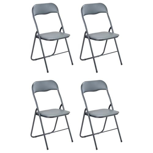 Gremium Set 4 Sedie Pieghevoli Con Cuscino In Ecopelle A
