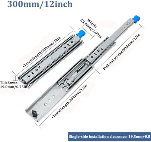 Generic 1 Pair Heavy Duty Locking Drawer Slides 10 14 18 22 26 30 34 38 42 46 54 58 60 in 260 Lb Load Capacity Side Mount Full Extension Ball Bearing Industrial Rail Tool Box Runner(1450mm(58inch))