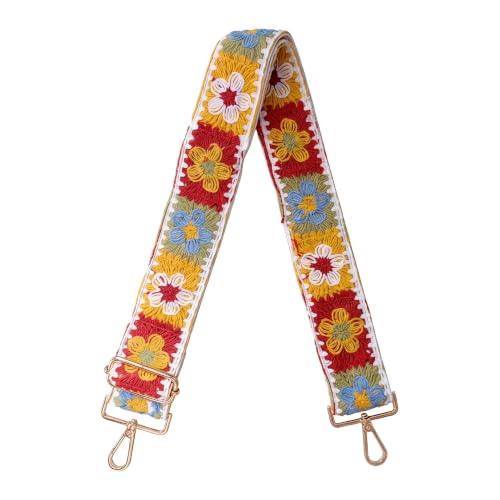 Image of Crochet Flower Purse Strap Embroidery Crossbody Shoulder