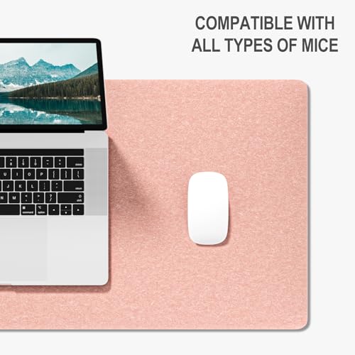Image of Auhoahsil Felt Desk Mat, Minimalist Large Mouse Pad XXL 35.5 x 15.7 in, Desk Matt for Desktop, Keyboard, Laptop, Computer, Office, Work from Home, Gaming, Light Pink