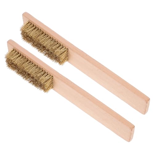Kichvoe Cepillo de Limpieza para Snowboard y Patineta Mango de Madera y Cerdas de Cobre, Paquete de 2 Piezas, Ligero y Fácil de Transportar para Baño y Cocina