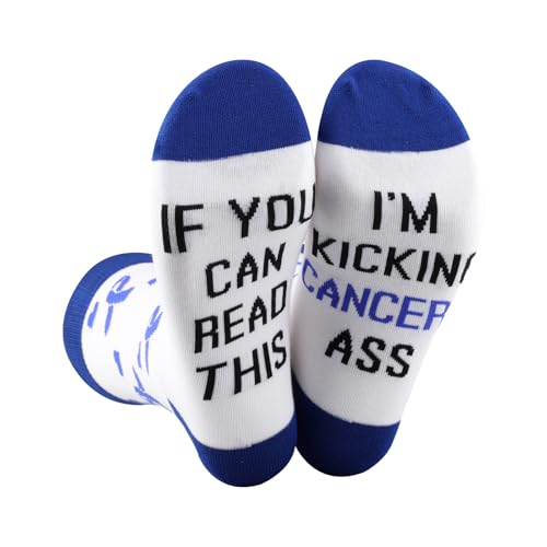 Chaussettes cancer inspirantes bleues pour garder le moral