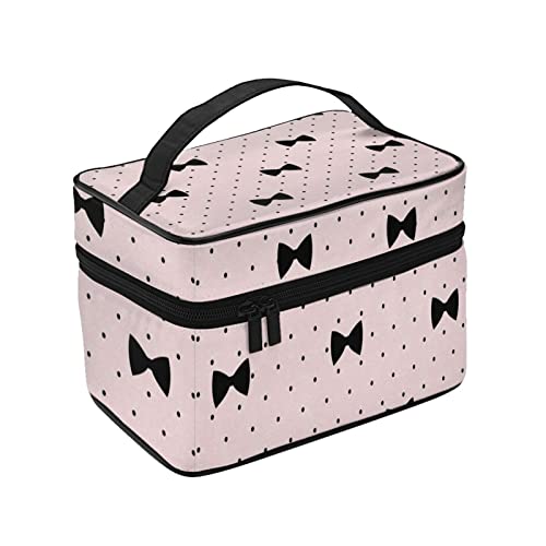 化粧ポーチ メイクポーチ プリンセス風 蝶結び柄 ピンク010 コスメ収納 便携式 化粧バッグ 化粧箱 プロ用 化粧ケース 持ち運び メイクボックス 大容量 化粧品収納バッグ 洗面用具入れ 旅行 出張用 軽量 小物入れ 化粧道具 カバー付きのファスナー