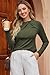 Dokotoo Long Sleeve Shirts for Women Mock Neck Tops Business Casual Twist Knot Slim Fit Stretch Underwear Layer Going Out T-Shirts Early Fall Fashion Outfits Clothes 2025 Plus Size Green X-Large