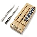 BBQOVN WiFi Sub-1G Wireless Meat Thermometer Unlimited Range 7 NIST Certified Sensors with Ambient Temp 2 Temp Monitoring Ways Digital Smart Base and App for BBQ, Smoker, Grill, Oven (Dual Probes)