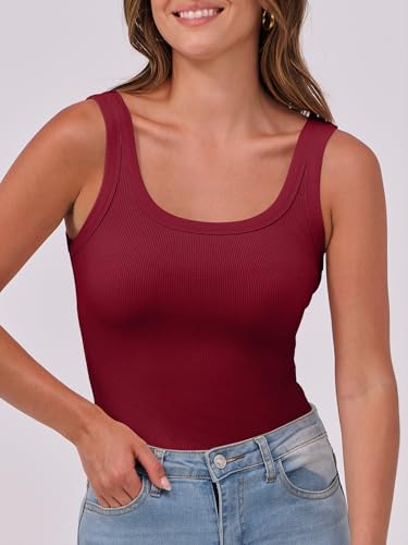 Image of ANRABESS Womens Sleeveless Scoop Neck Tank Top Ribbed Fitted Summer Basic Slim Cute Tops 2026