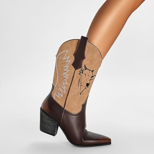 Save 76% on Women's Stylish Mid Calf Cowgirl Boots