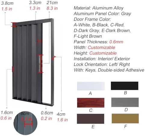 80" Bi-fold Telescopic Folding Door for Kitchen, Bathroom & Office - Lock & Key Aluminum Accordion Privacy Gate, Customizable Interior Door (28.3x80 in / 72x203 cm)