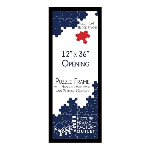 PictureFrameFactory 12”x36” Picture Frame | 1.25" Black MDF | Plexi Glass and Wire Hanging Hardware Included