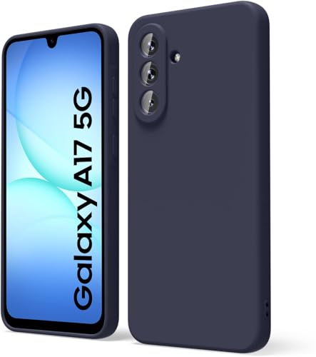 Image of DIZORO Microfiber Candy Case for Samsung A17 5G Smooth Touch Cushion Liquid Soft Silicone Gel Rubber Phone Cases Non-Slip Full Body Protective Shockproof Back Cover -Navy