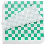 Fasmov 1000 Blatt 30,5 x 30,5 cm Sandwich-Papierkorb-Einlagen für Lebensmittelkörbe, kariert, Grün und Weiß