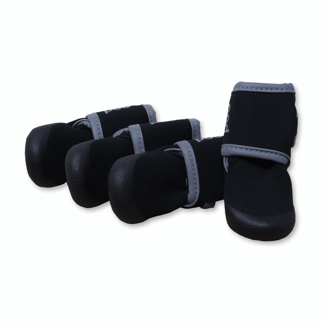 Plushmate Dog Paw Protector Waterproof Dog Shoes Adjustable Straps and Rugged Anti-Slip Sole Outdoor Dog Boots Comfortable Easy to Wear Suitable for Small Medium Large Dogs -(Black, Size: Medium)