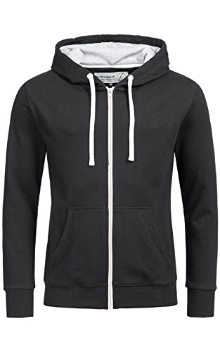 Banqert Herren Hoody, Faire Löhne, Purified Cotton, Männer Hoodie-s Kapuzenjacke-n Kapuzen-Sweater mit Reissverschluss Men, Schwarz Black L Large