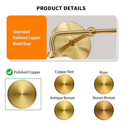 Image of Modern Gold 2-Lights Bathroom Light Fixtures, Brass Vanity Light with Milky White Globe Glass Shade, Elegant Vanity Light Fixtures over Mirror, Wall Sconce Light for Bathroom, Mirror, Dressing Table