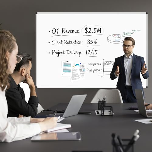 Image of XBoard Magnetic Dry Erase Board 72 x 48 Inches Wall-Mounted, 6'x4' Whiteboard with Marker Tray, Aluminum Frame White Board for School Office and Home