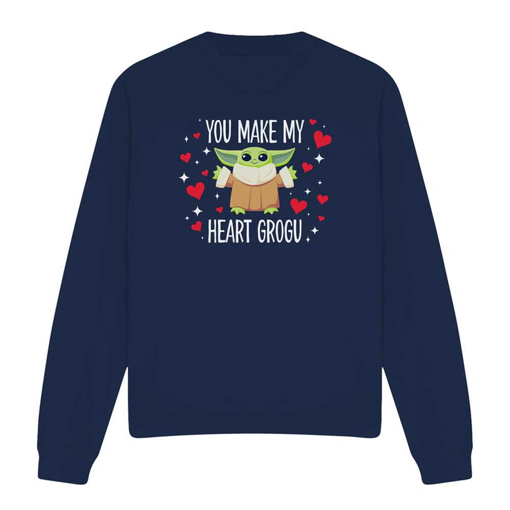 Disney Unisex Navy Star Wars You Make My Heart Grogu Sweatshirt, Large