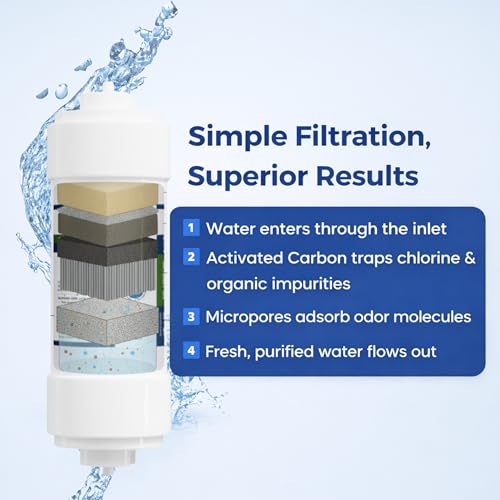 Image of Bio+ Post Carbon Filter 8 inch - 1100 Iodine Value - 4 Wash Activated Carbon - Superior Filtration for Purified Water - Remove Odors, Chemicals, and Impurities