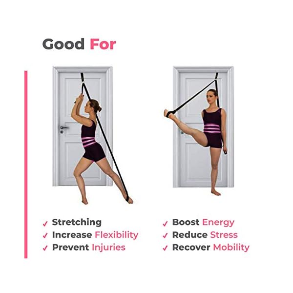Leg Stretching Strap – Adjustable Ballet Stretch Strap with Door Anchor to Improve Flexibility, Easy to Install Flexibility Equipment Stretching Trainer for Ballet, Dance, Yoga, Gymnastics or Cheer
