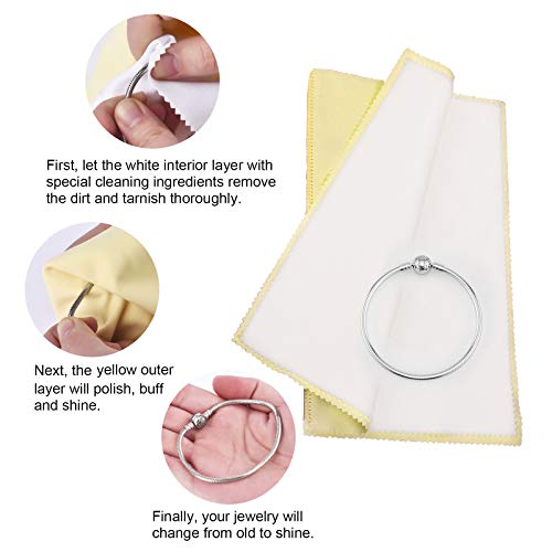 SEVENWELL 2pcs Jewelry Polishing Cleaning Cloth Large 10 x 12in for Sterling Silver Jewelry Gold, Diamond, Platinum, Coins (Yellow)