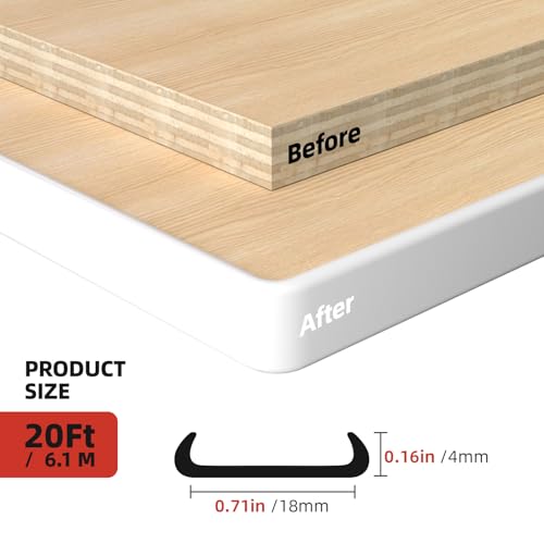 Image of U-Shape Edge Banding, 0.7 inch x 20ft TPE White Veneer Edging Trim